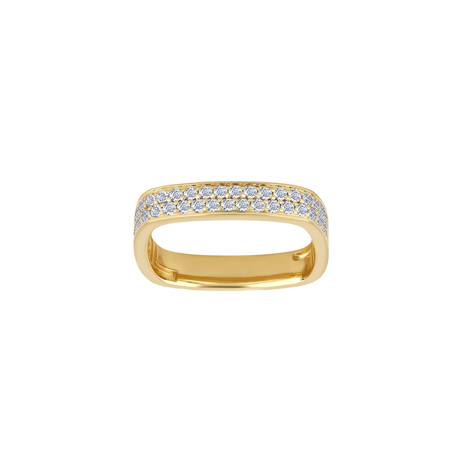 14 kt. guldring firkantet m/dia 0.40ct W/SI