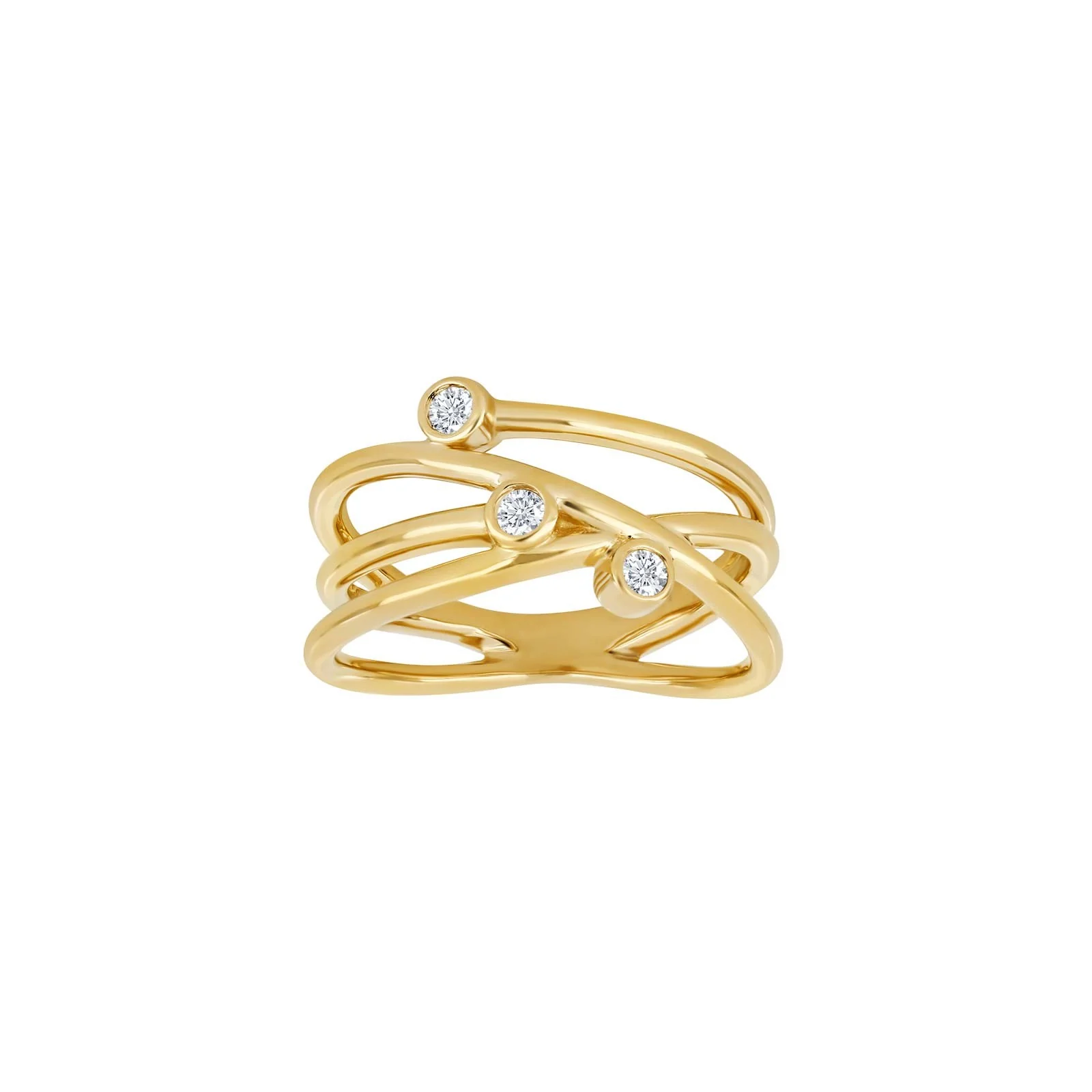 14 kt. guldring m. dia. 3 x 0.04ct W/SI