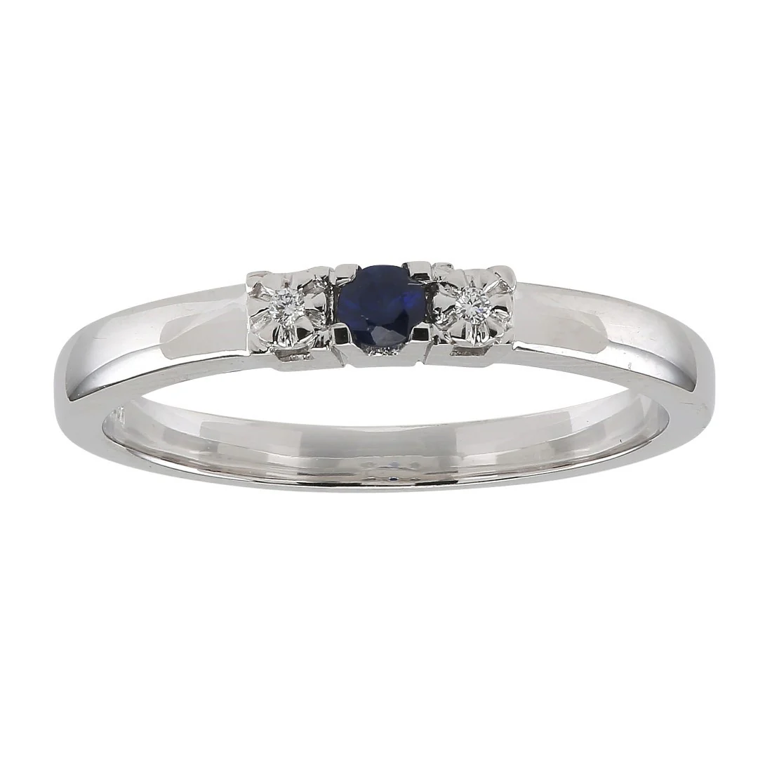 14 kt. hvidguldsring 0,08 ct safir + 0,011ct TW/SI
