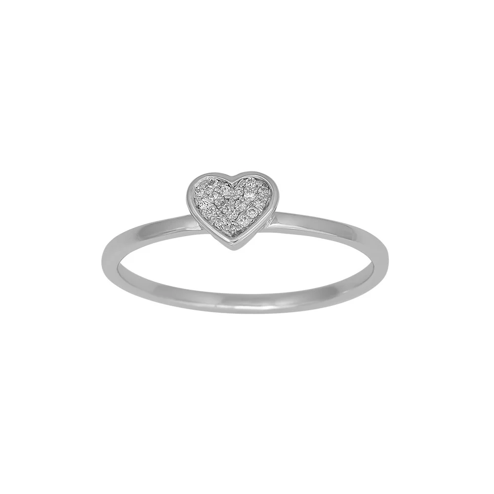 14 kt. hvidguldsring hjerte m. dia 0.04ct W/SI