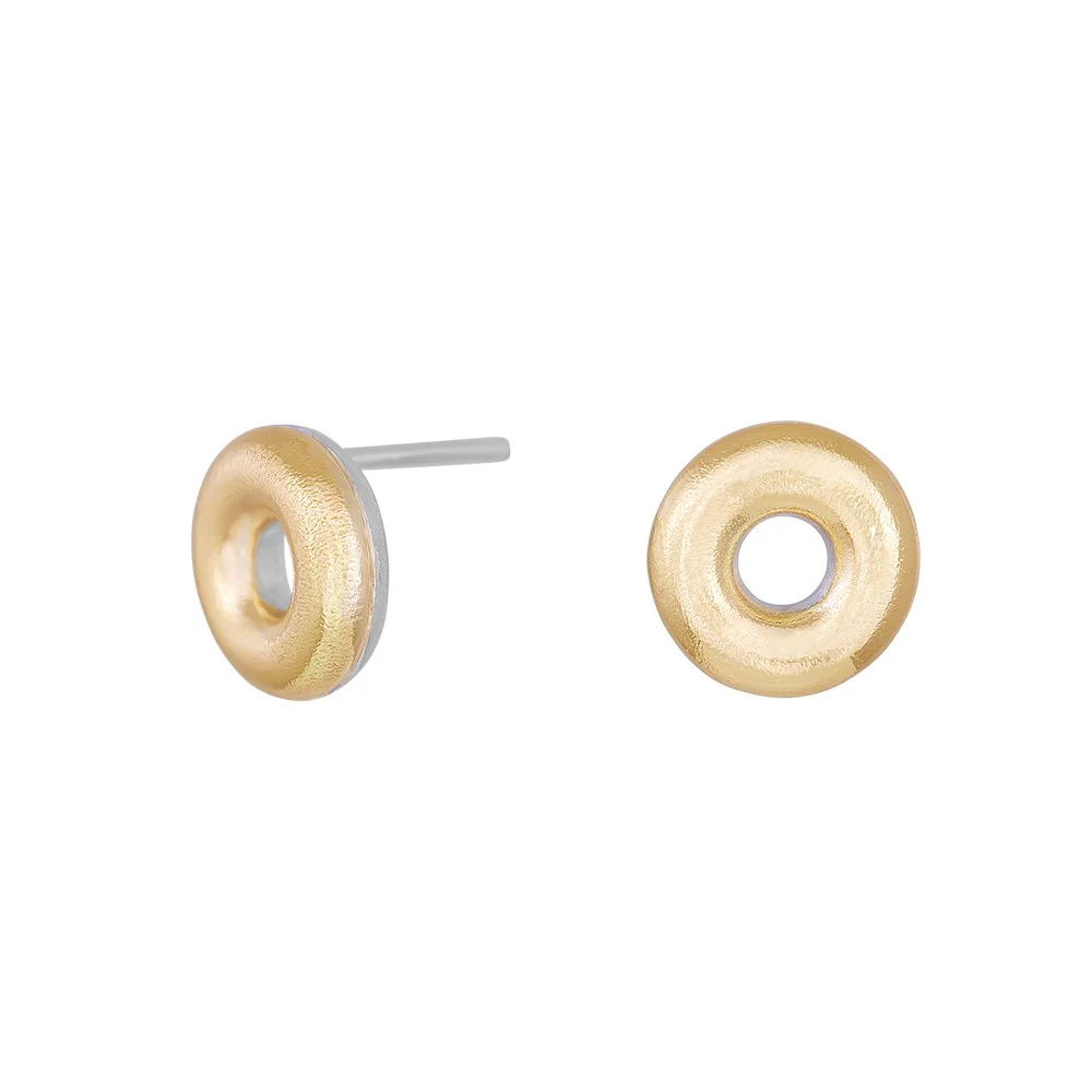 14kt. Guld/sølv rhod. ørestik donut  9.5mm