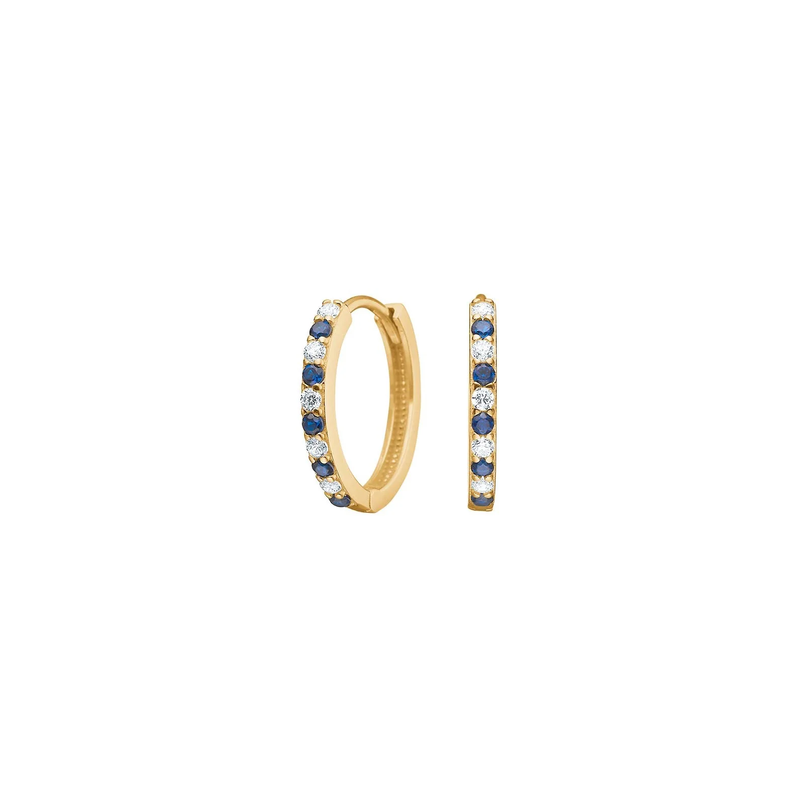 14kt. guldcreoler m/synt. safir og cz
