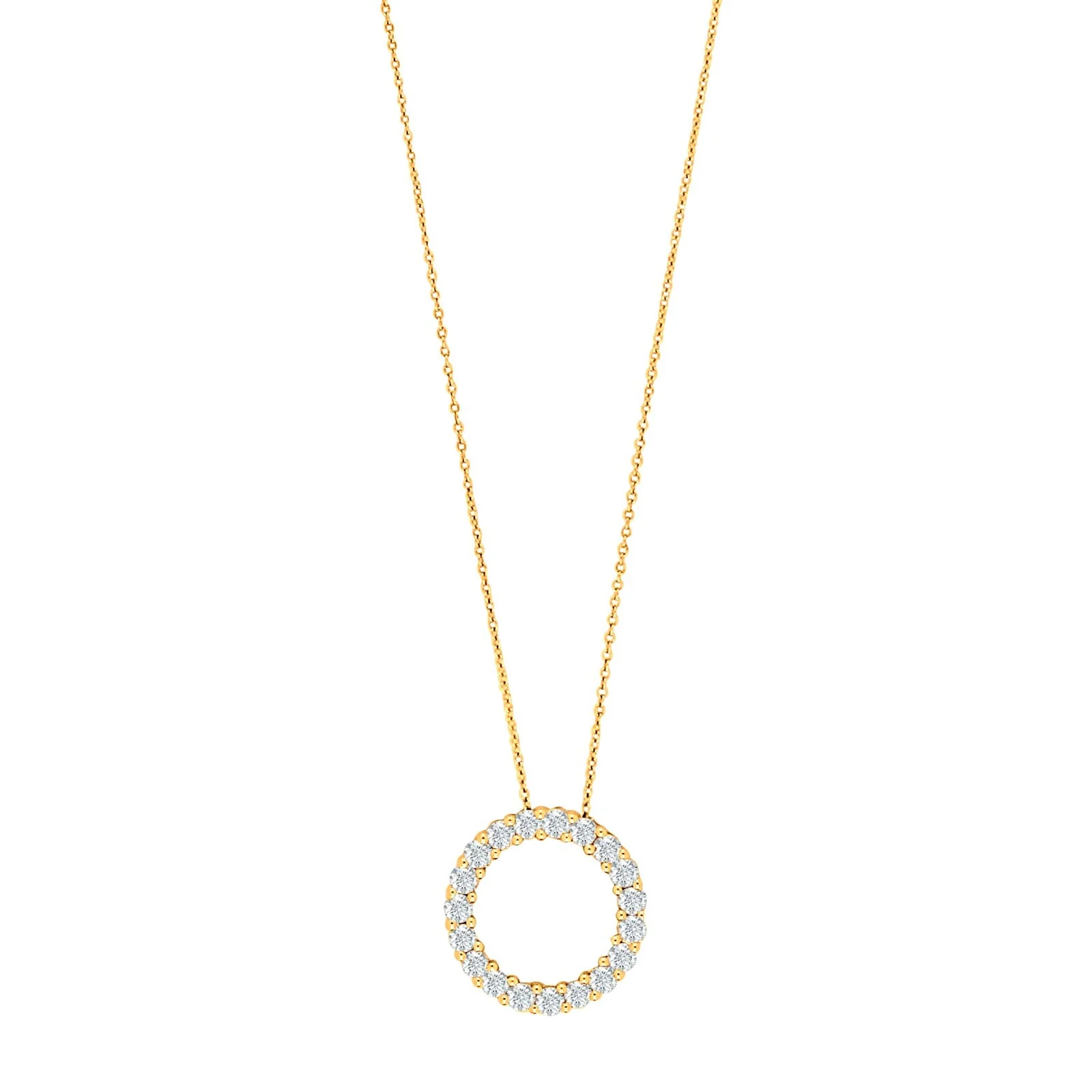 14kt. guldhalskæde m/cirkel dia. 0.495ct W/SI