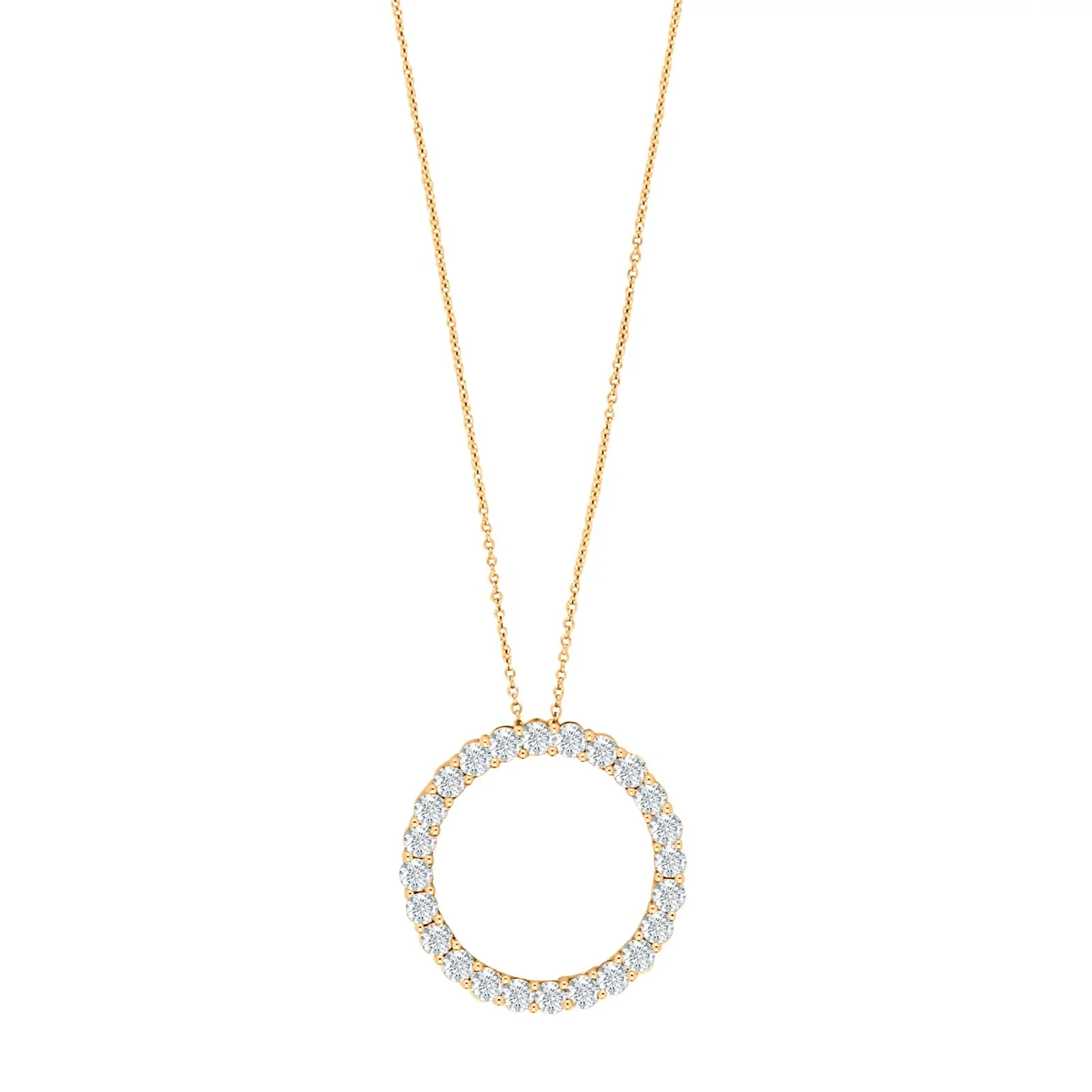 14kt. guldhalskæde m/cirkel dia. 0.98ct W/SI