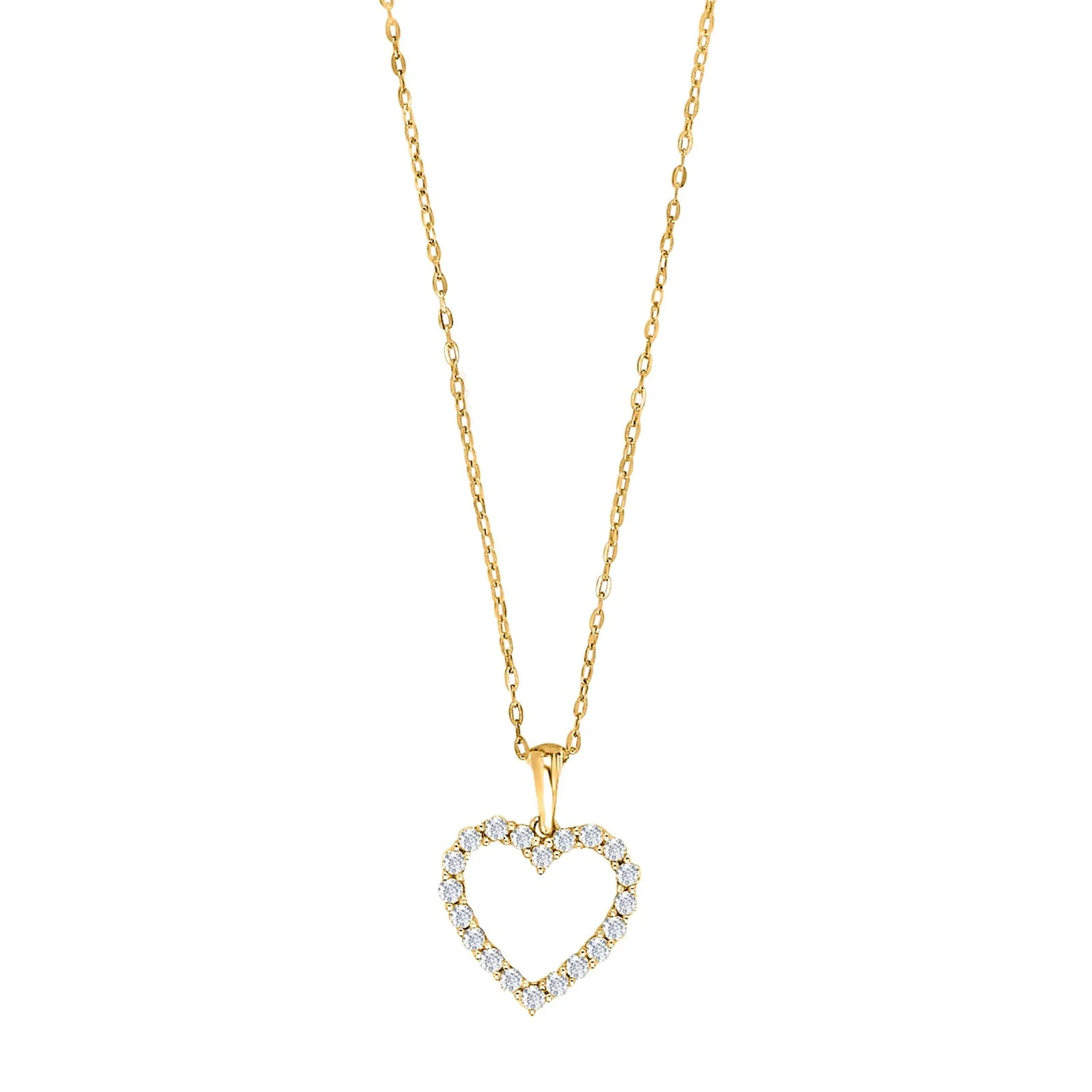 14kt. guldhalskæde m/ hjerte dia.0.46ct W/SI
