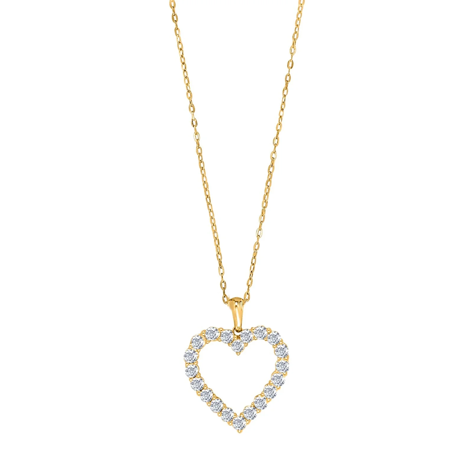 14kt. guldhalskæde m/ hjerte dia.0.95ct W/SI