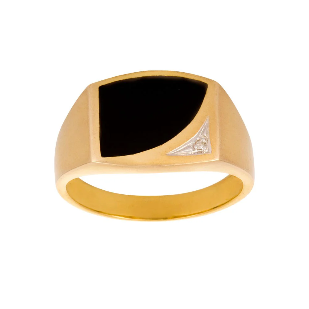 14kt. guldherrering m/onyx og dia. 0.006ct W/SI