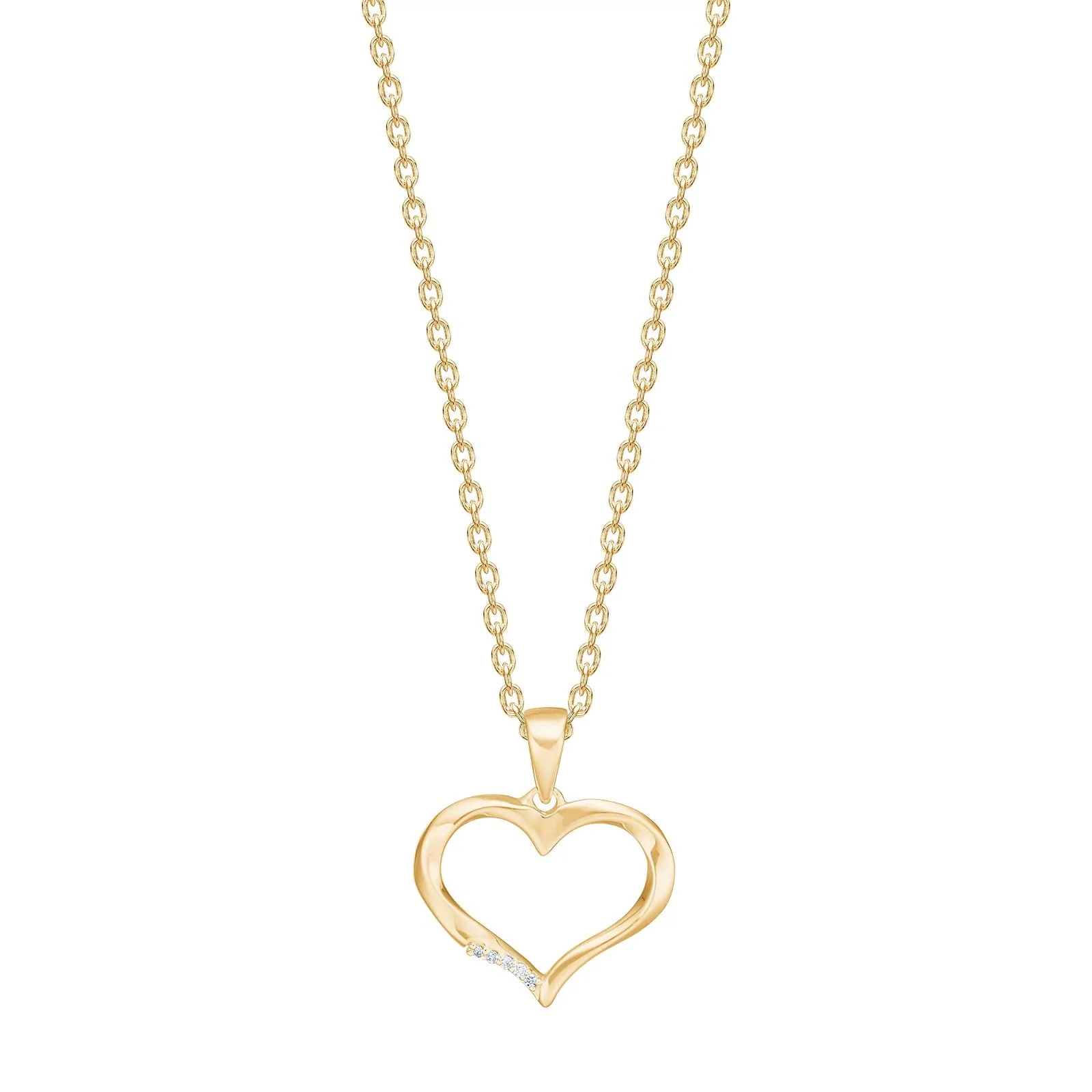 14kt. guldhjerte m/dia. 0,006ct W/SI inkl. forg. kæde