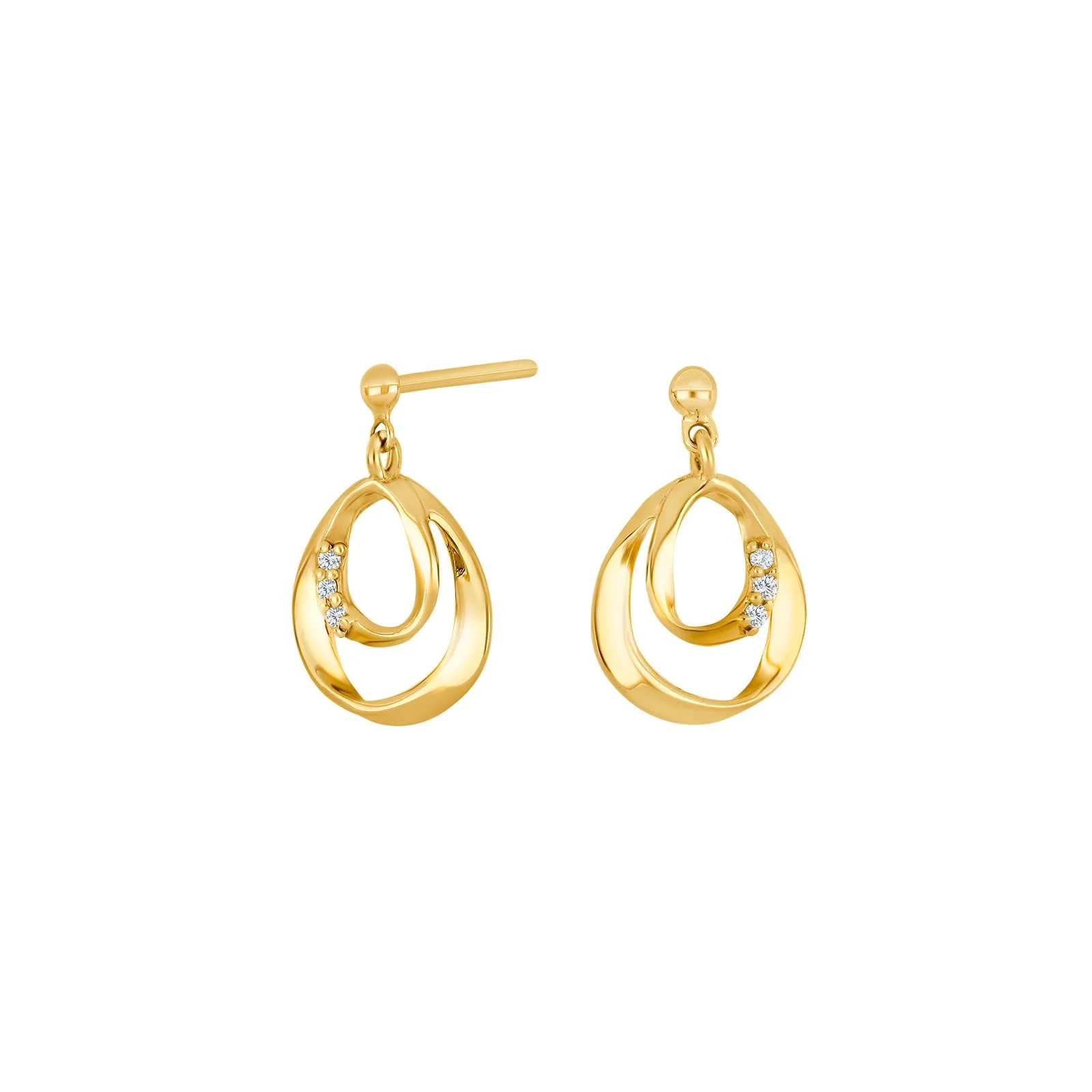 14kt. guldørehængere m. 0,030ct W/SI