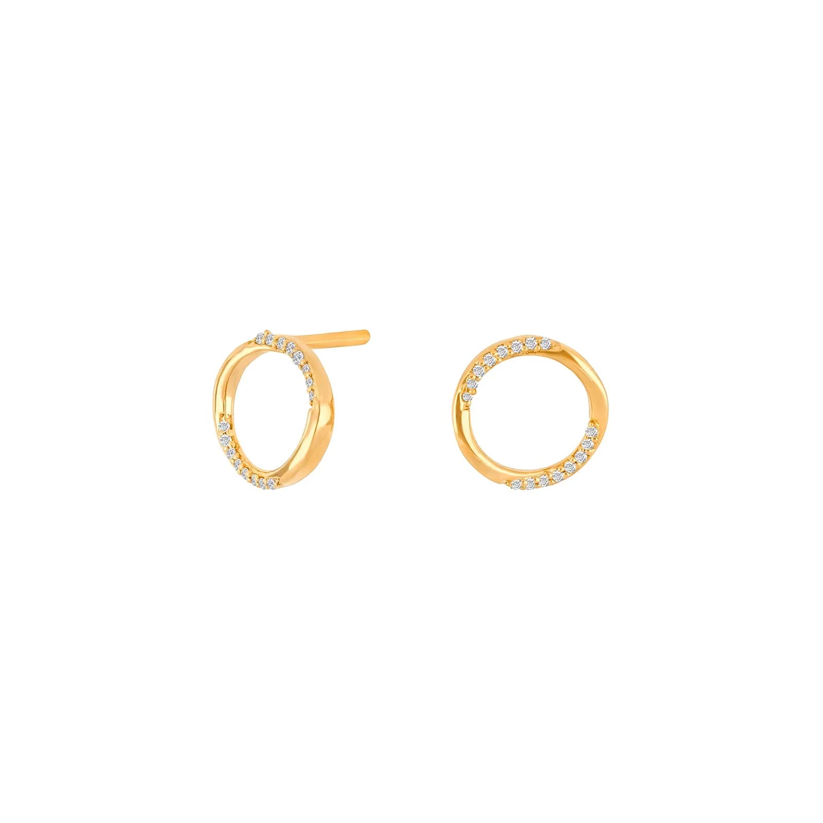 14kt. guldørestikker cirkel m/dia. 0.05ct W/SI