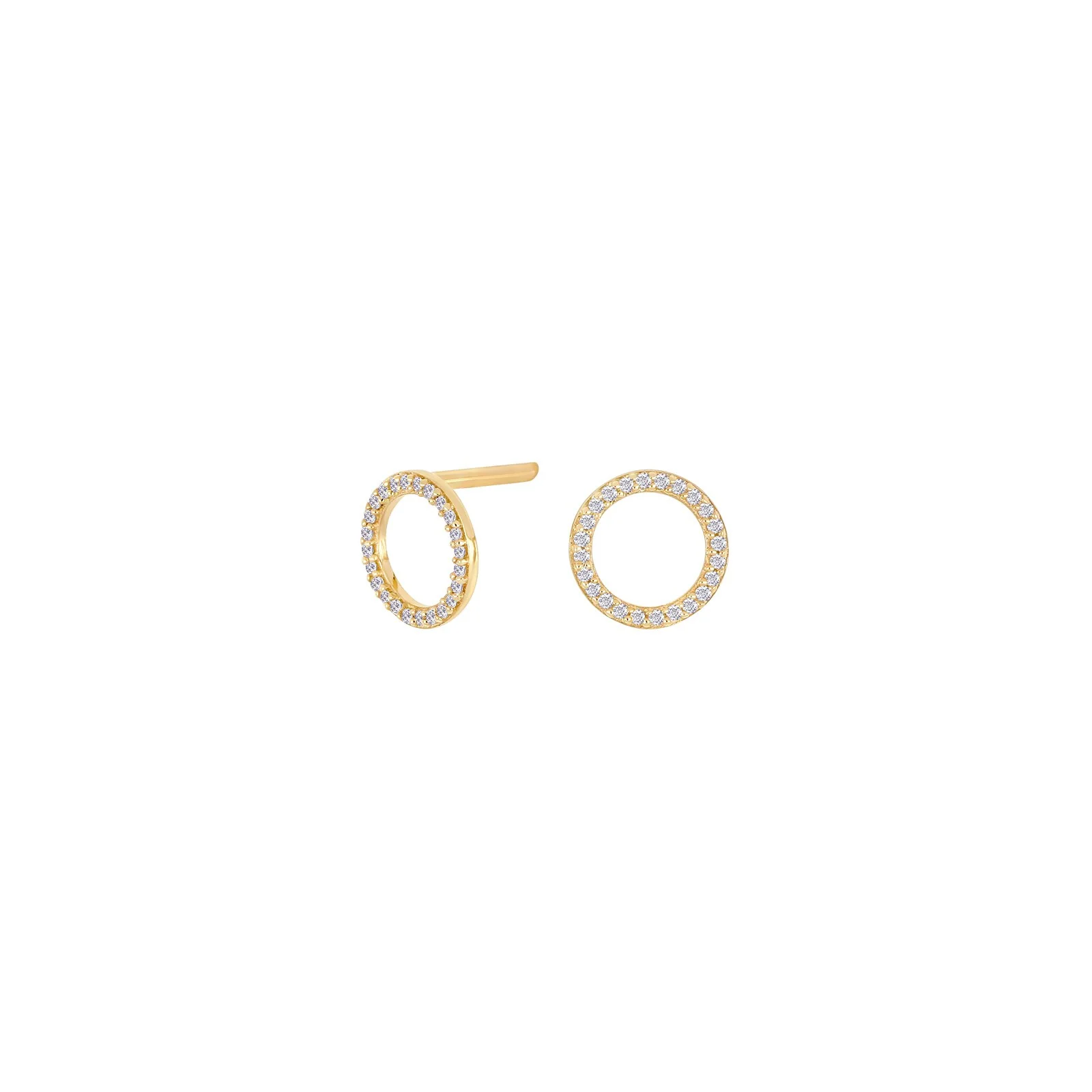 14kt. guldørestikker cirkel m/dia. 0.06ct W/SI