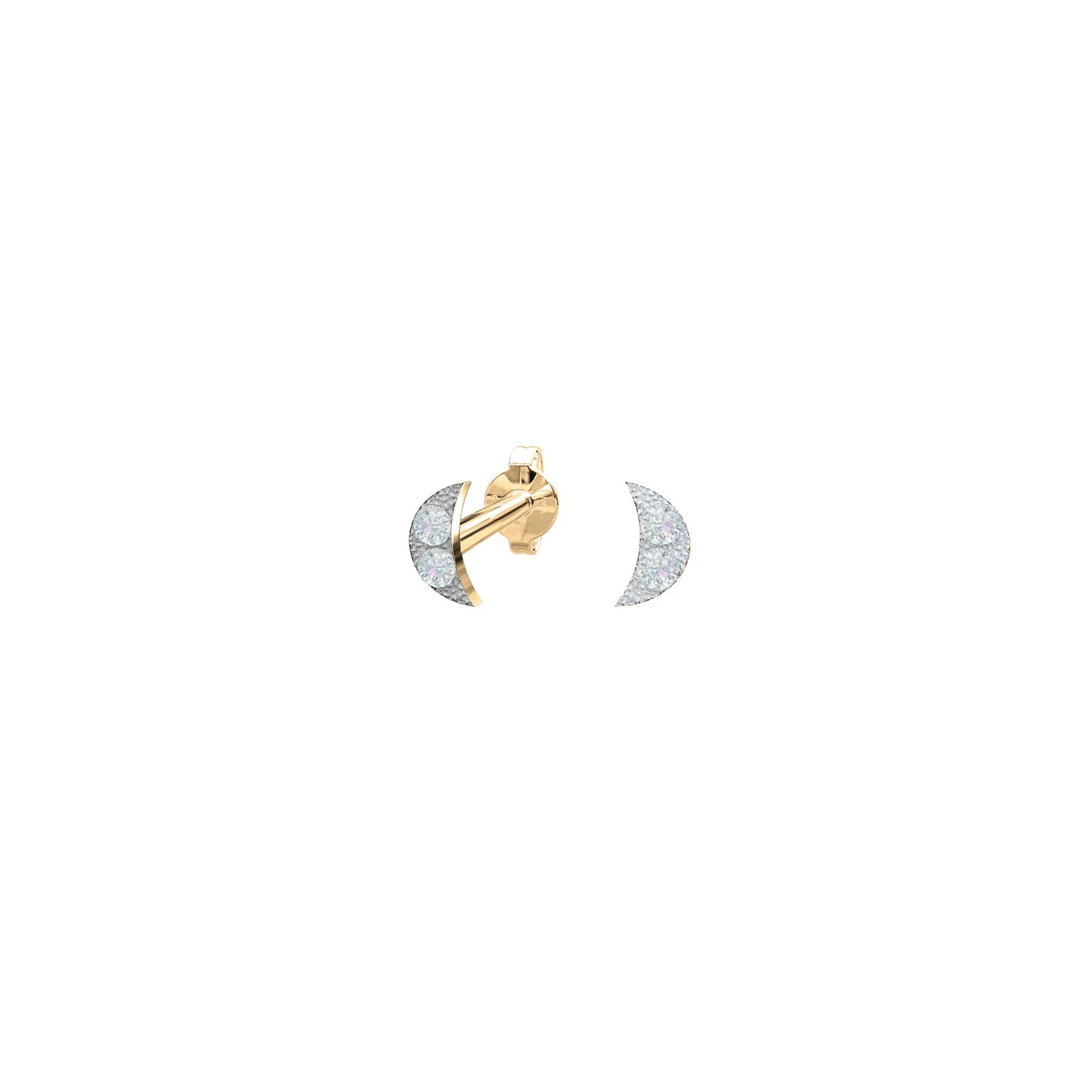 14kt. guldørestikker måne m/dia 0,016ct 3,5mm