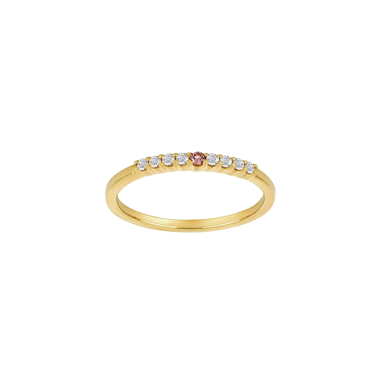 14kt. guldring m/dia. 0.10ct W/SI + pink tourmalin