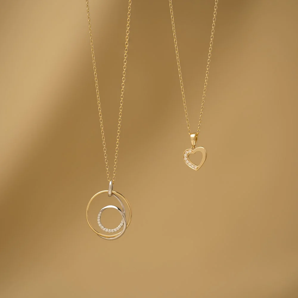 14kt. guldvedhæng m. 0,05ct TW/SI inkl. forg. kæde - Image 3