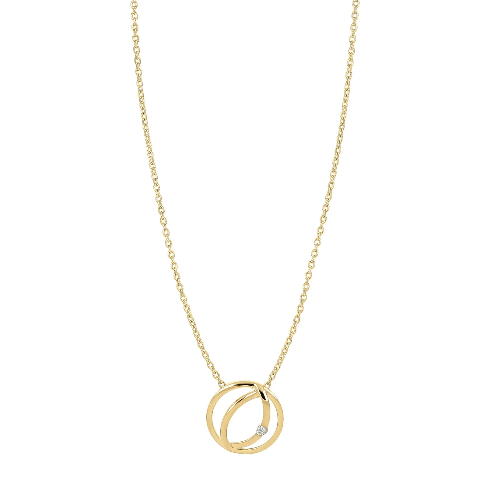 14kt. guldvedhæng m/dia. 0.02ct W/PI og forg. kæde
