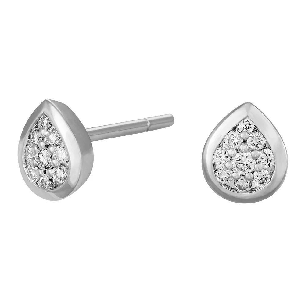 14kt. hvg.guld ørestik dråbe 0,155 ct w/si