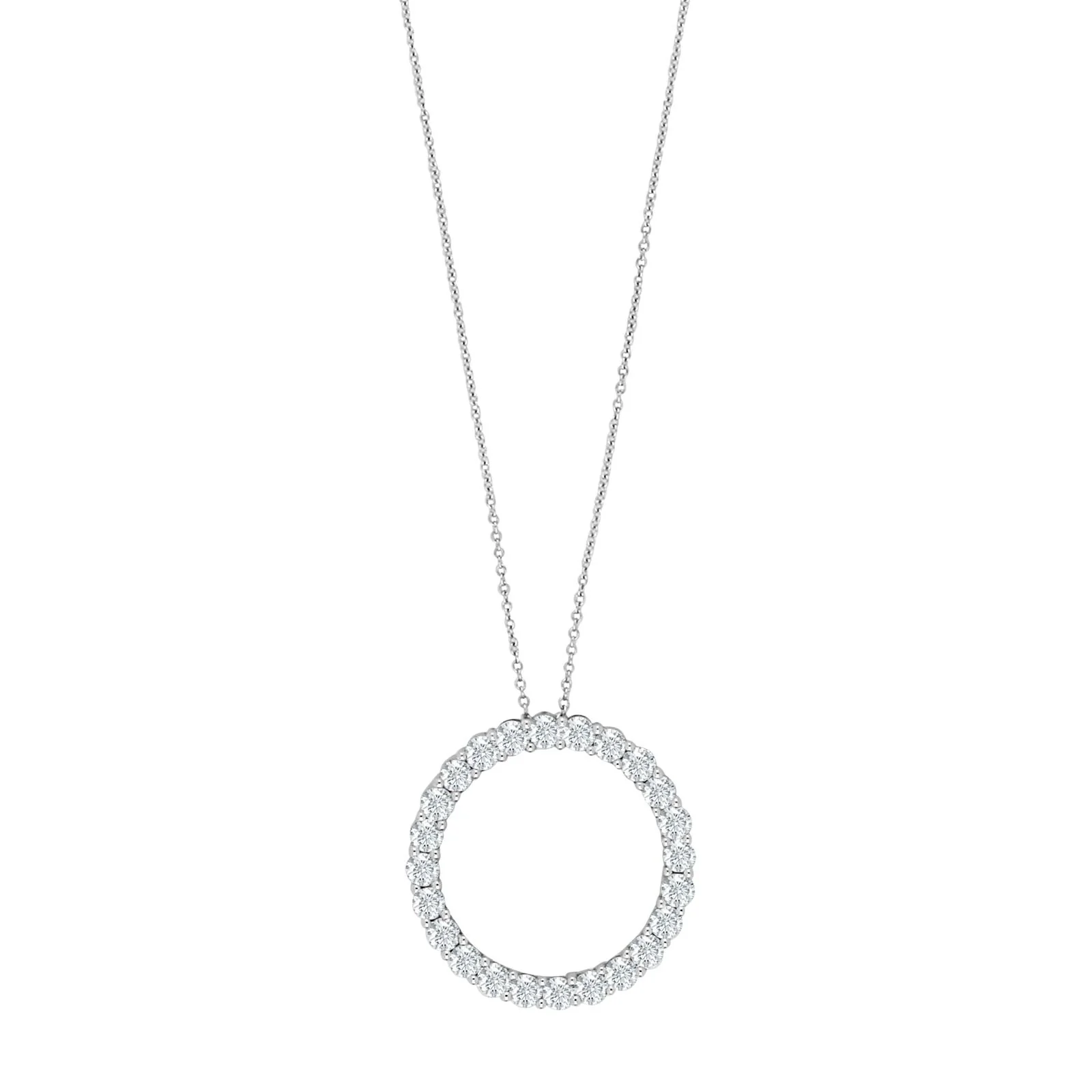 14kt. hvidguldhalskæde m/cirkel dia. 0.98ct W/SI