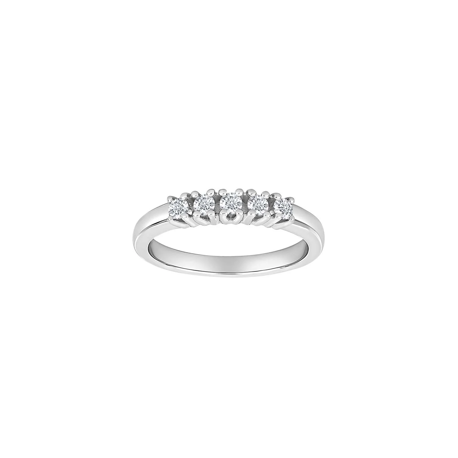 14kt. hvidgulds alliancering m/dia. 5 x 0,05 W/SI