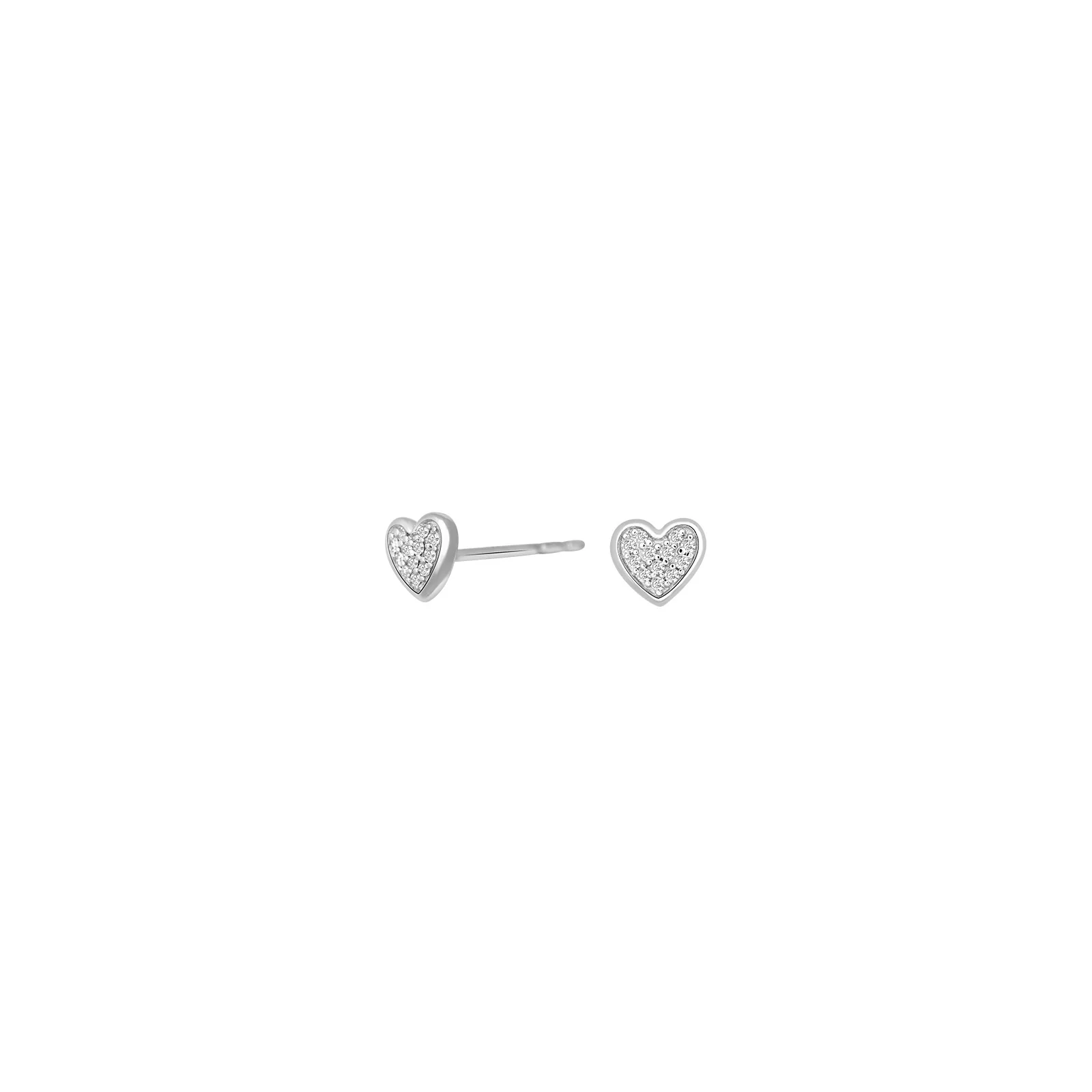 14kt. hvidguldsørestikker hjerte m/dia0.05ct W/SI