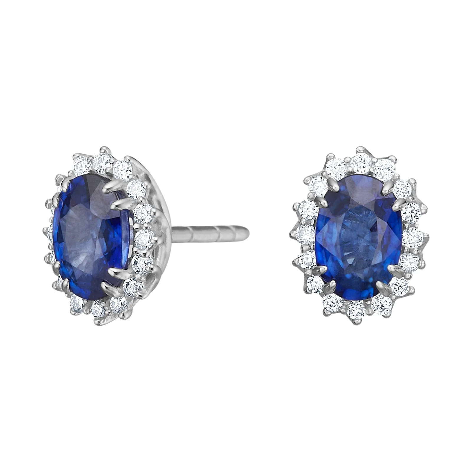 14kt. hvidguldsørestikker roset  m/safir og dia 0.128ct W/SI