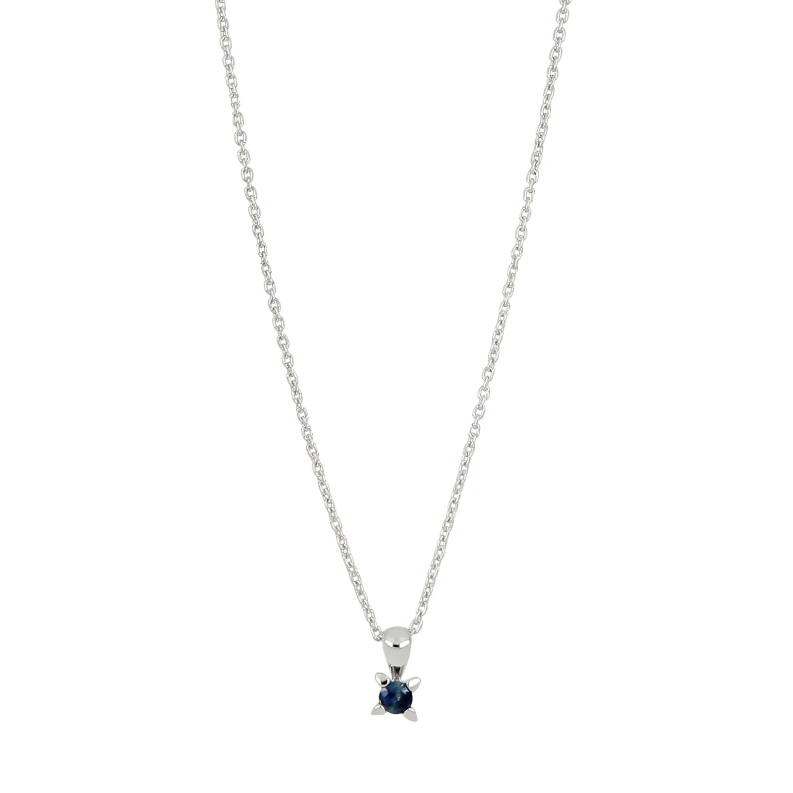 14kt. hvidguldsvedhæng m/safir 3,5mm inkl. rhod. S