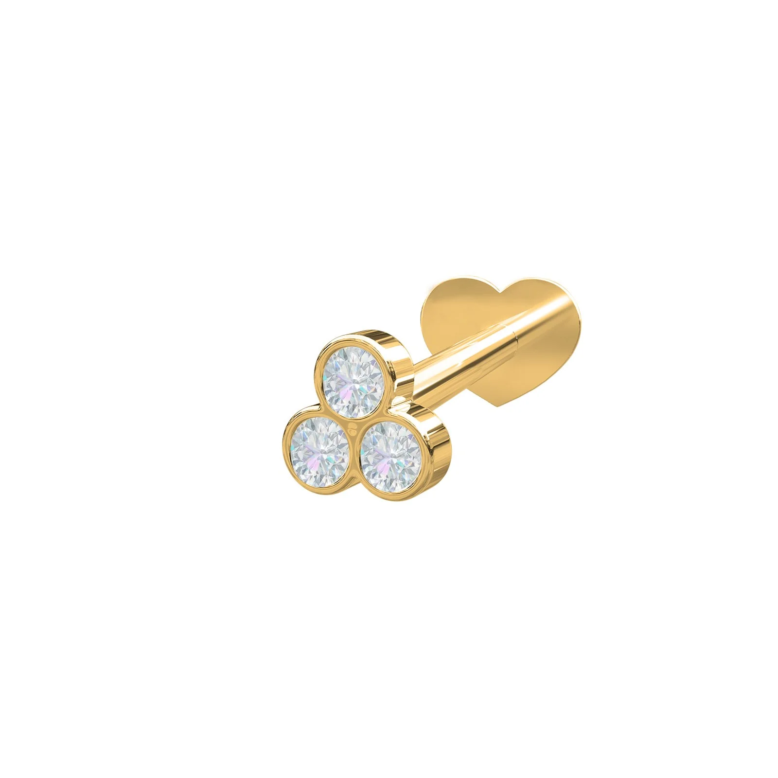 14kt. Labret 3 dia 0,04ct  3mm Rør PIERCE52 1stk