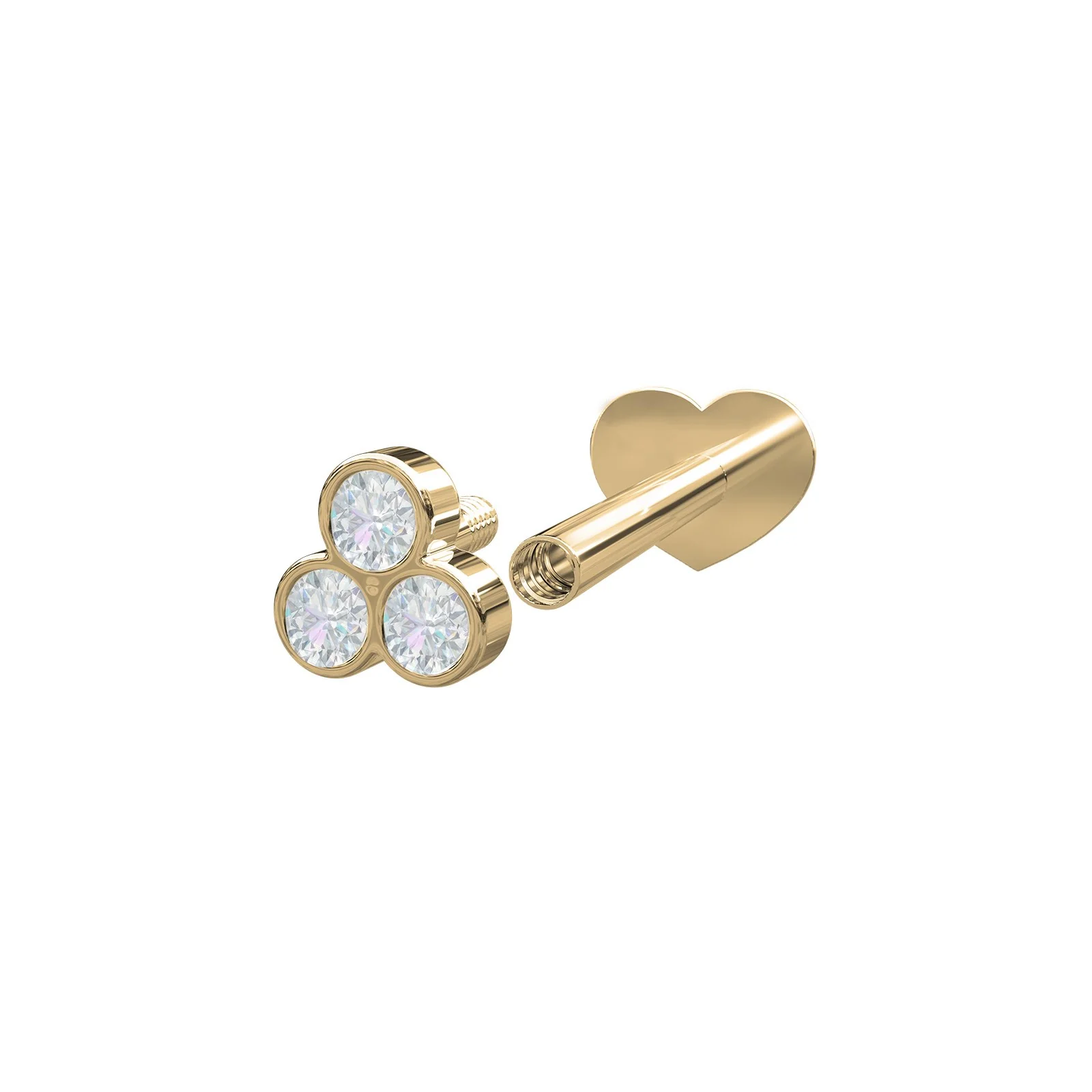 14kt. Labret 3 dia 0,04ct  3mm Rør PIERCE52 1stk - Image 2