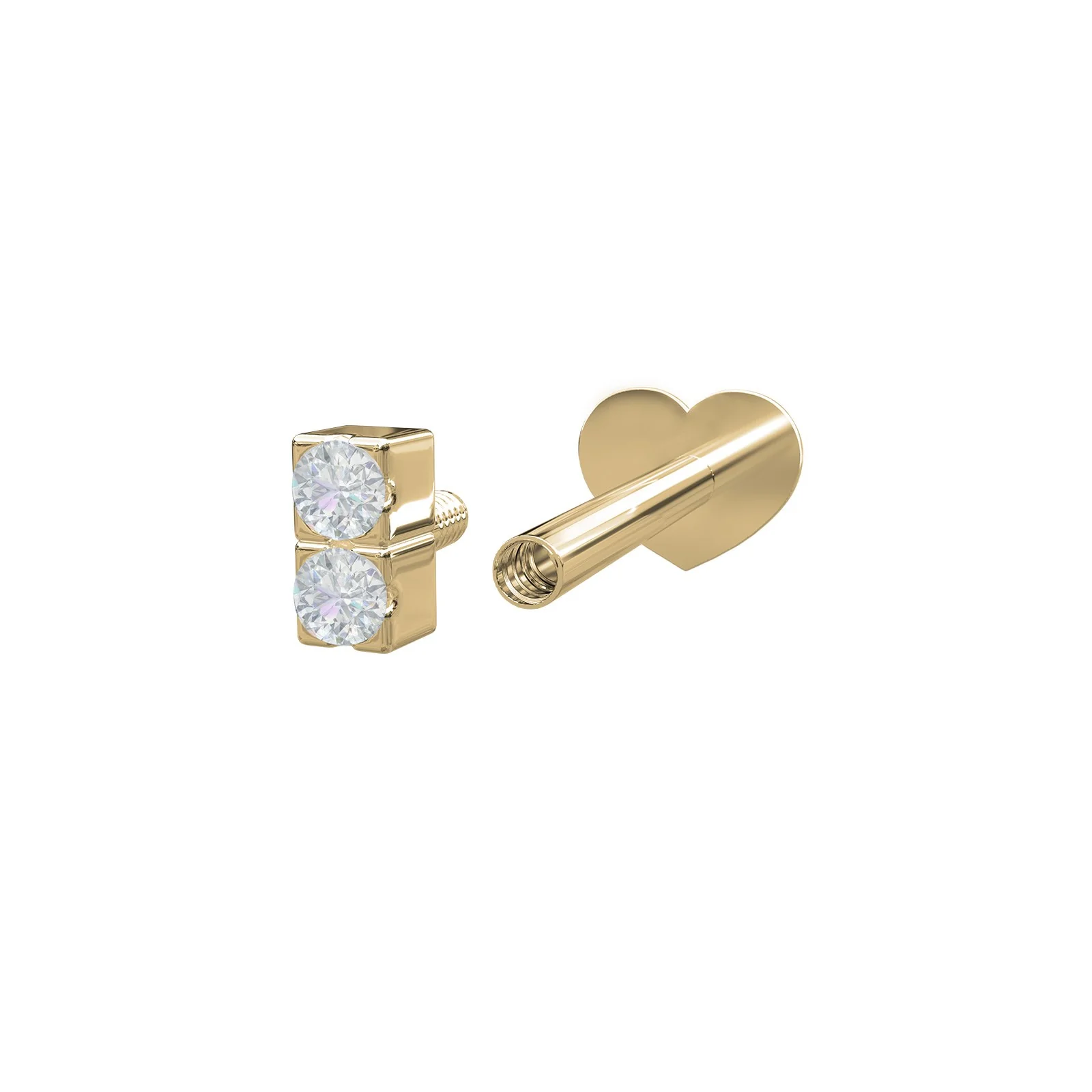 14kt. Labret-PIERCE52 2 dia 0,008ct 3mm Grab 1stk - Image 2