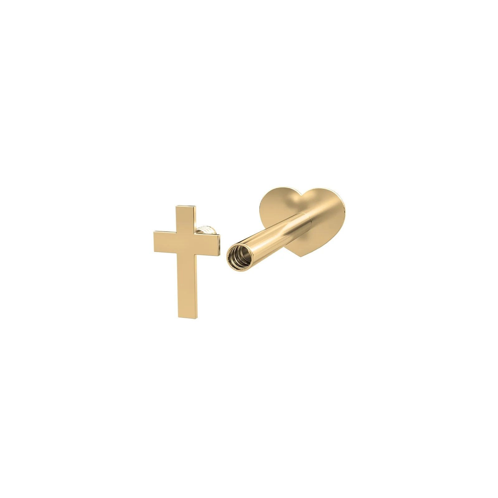 14kt. Labret-piercing kors PIERCE52 1stk - Image 2