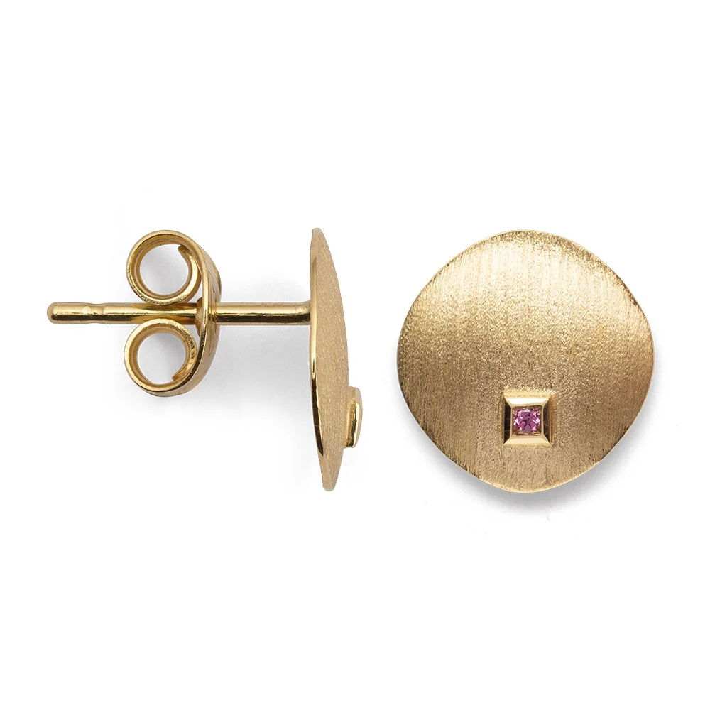 750/- ørehænger mat/børstet, rhodolit 0,02ct