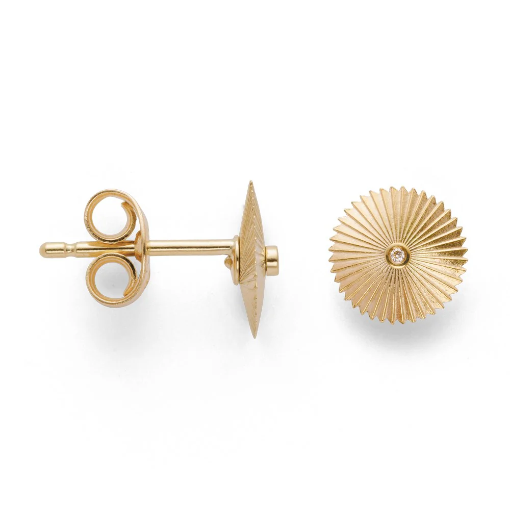 750/- Stud øreringe mat/polerede, br 0.01ct W-SI