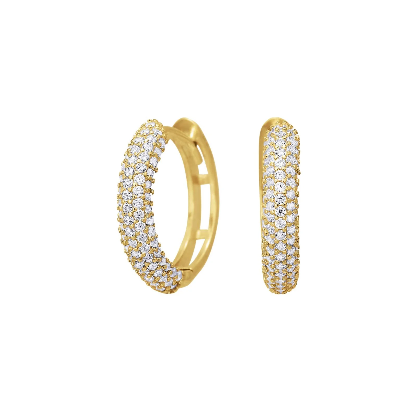 8kt. guldcreoler m/cz pave 15mm