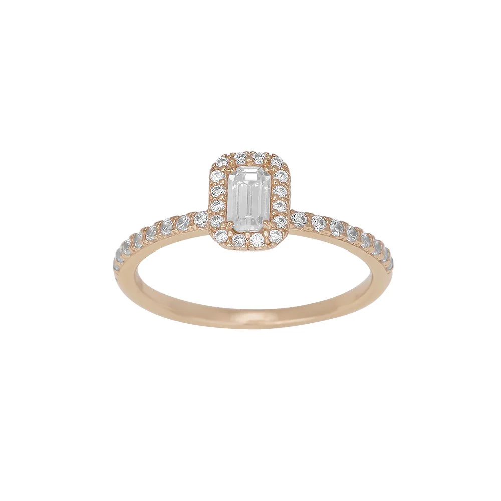 8kt. guldring firkantet m/cz