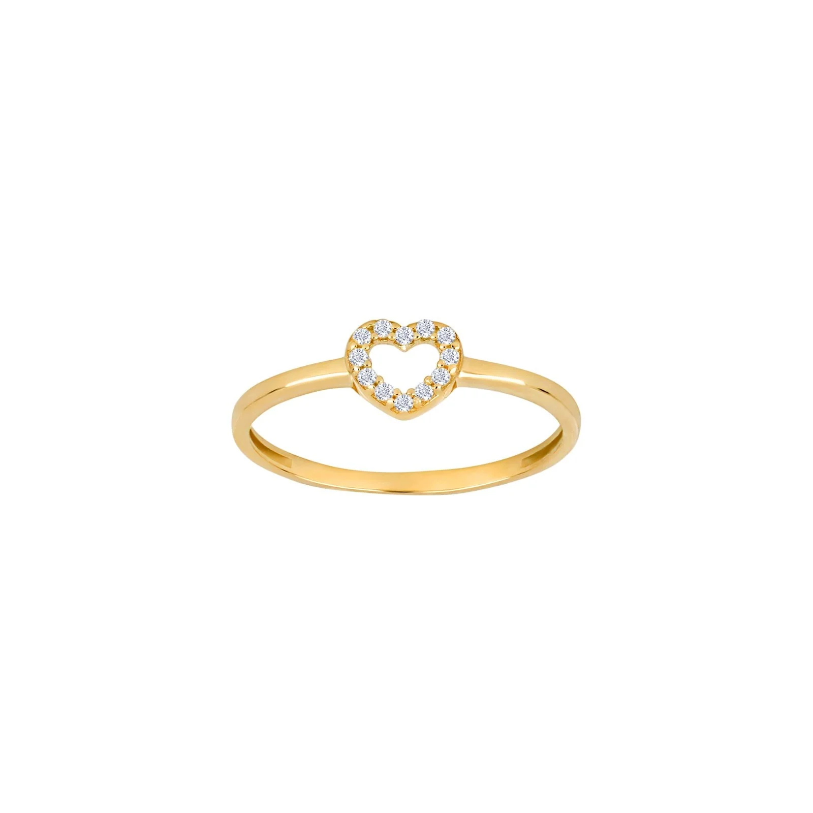 8kt. guldring hjerte m/cz