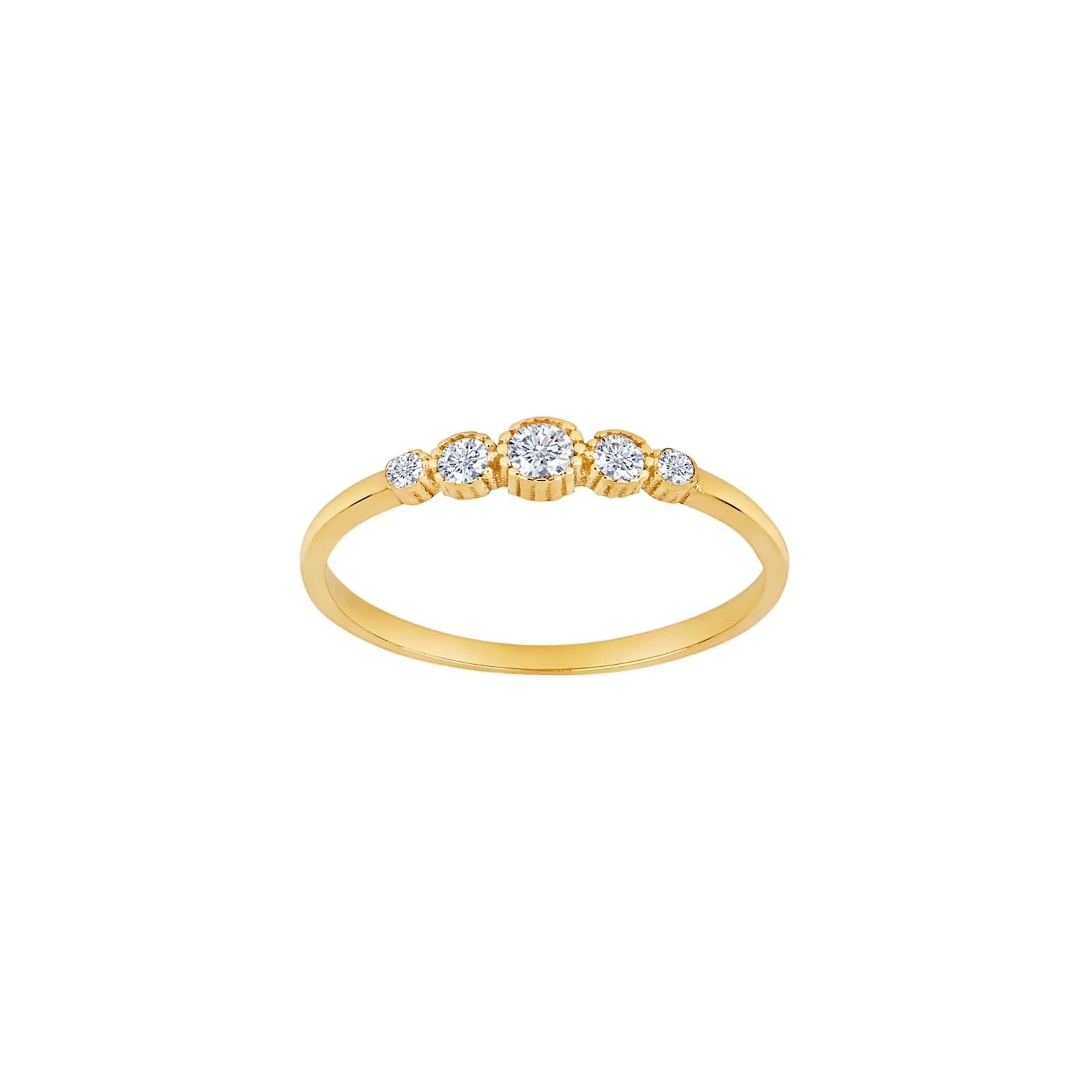 8kt. guldring m/5 x cz