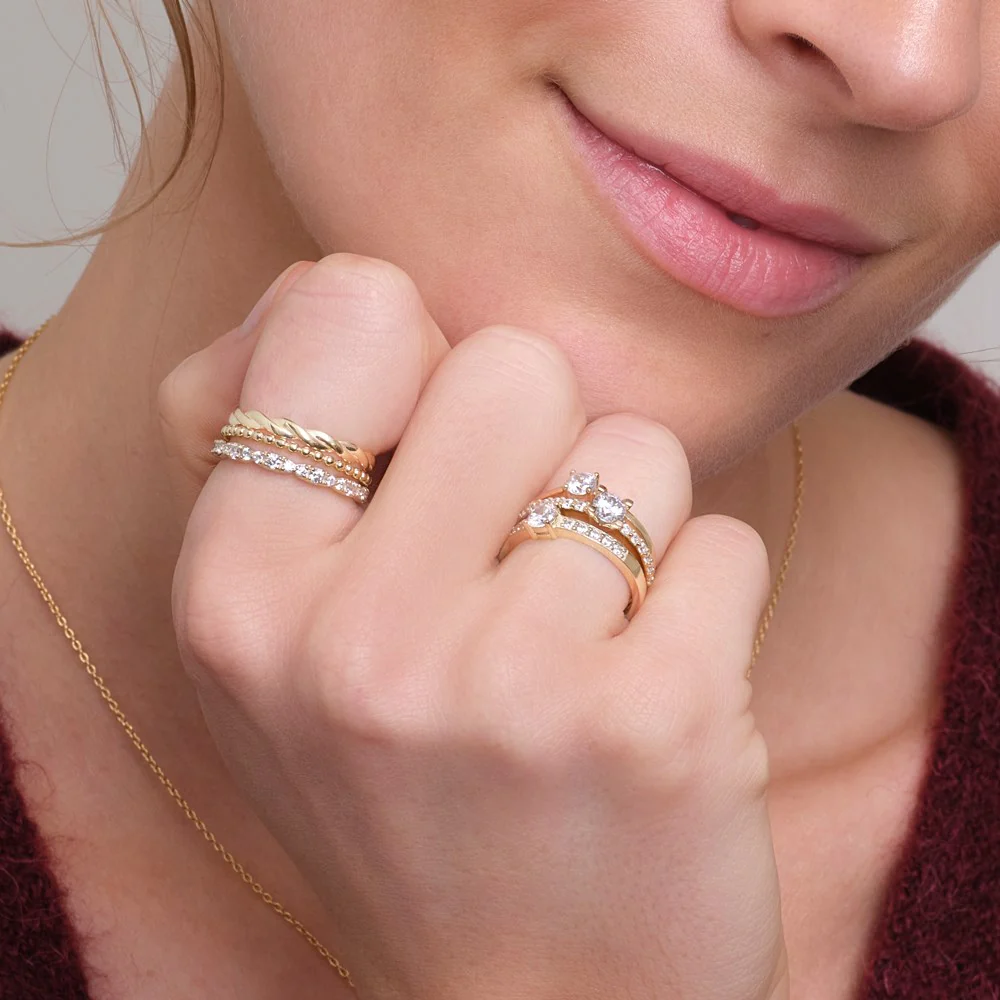 8kt. guldring m/cz - Image 2