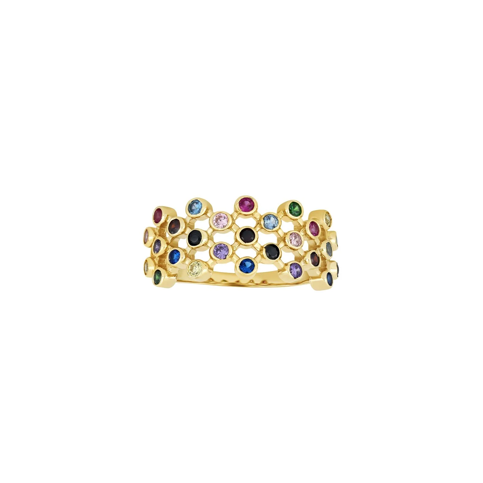 8kt. guldring m/multicolor cz