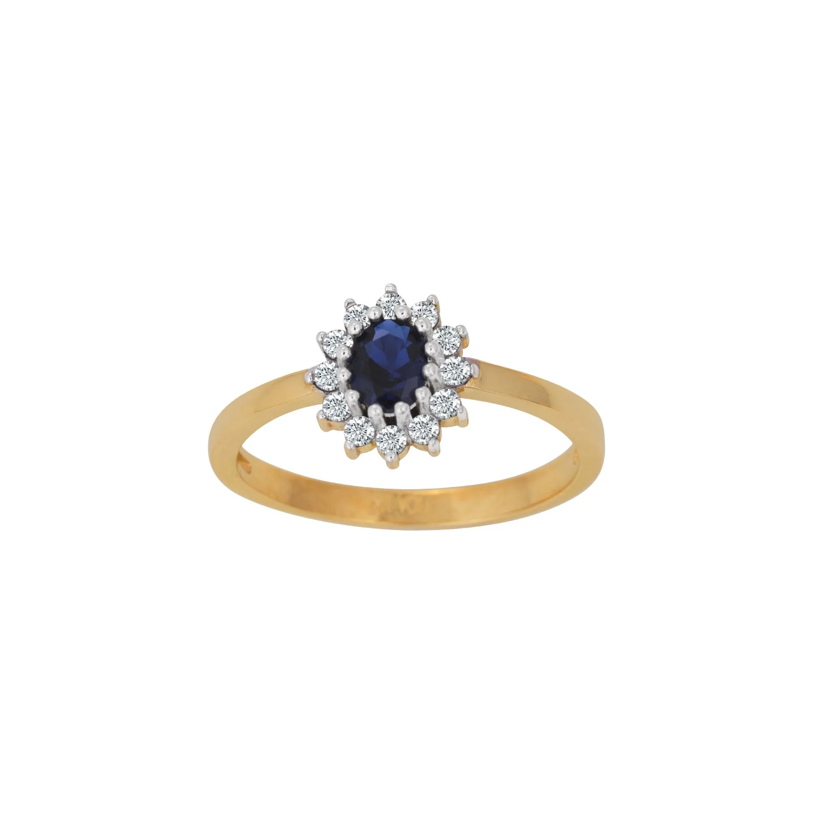 8kt. guldring roset m/synt. safir og cz