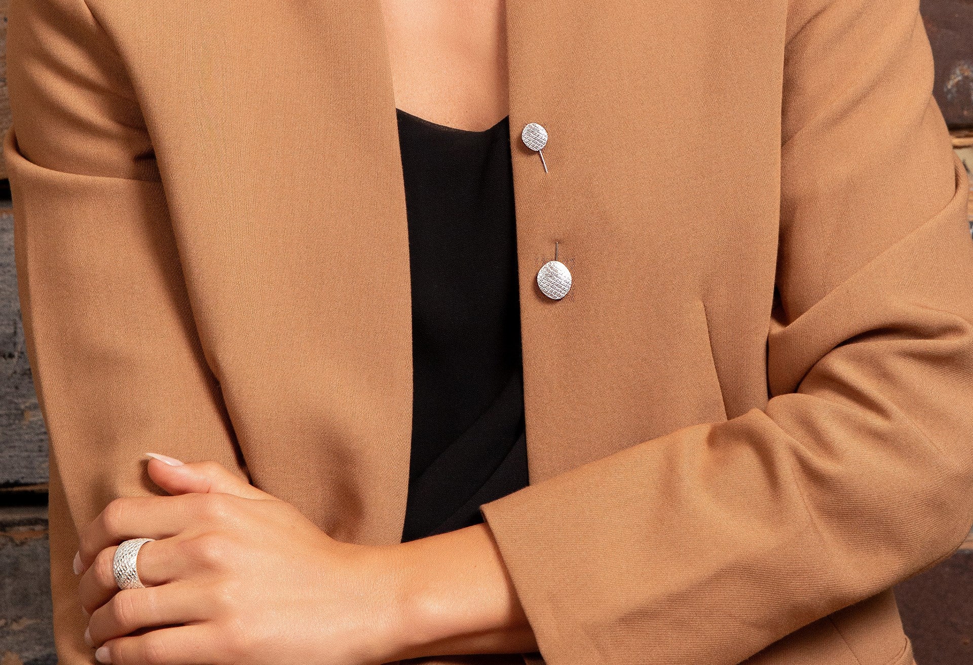 925/- Broche specielt struktureret, stålnål - Image 3