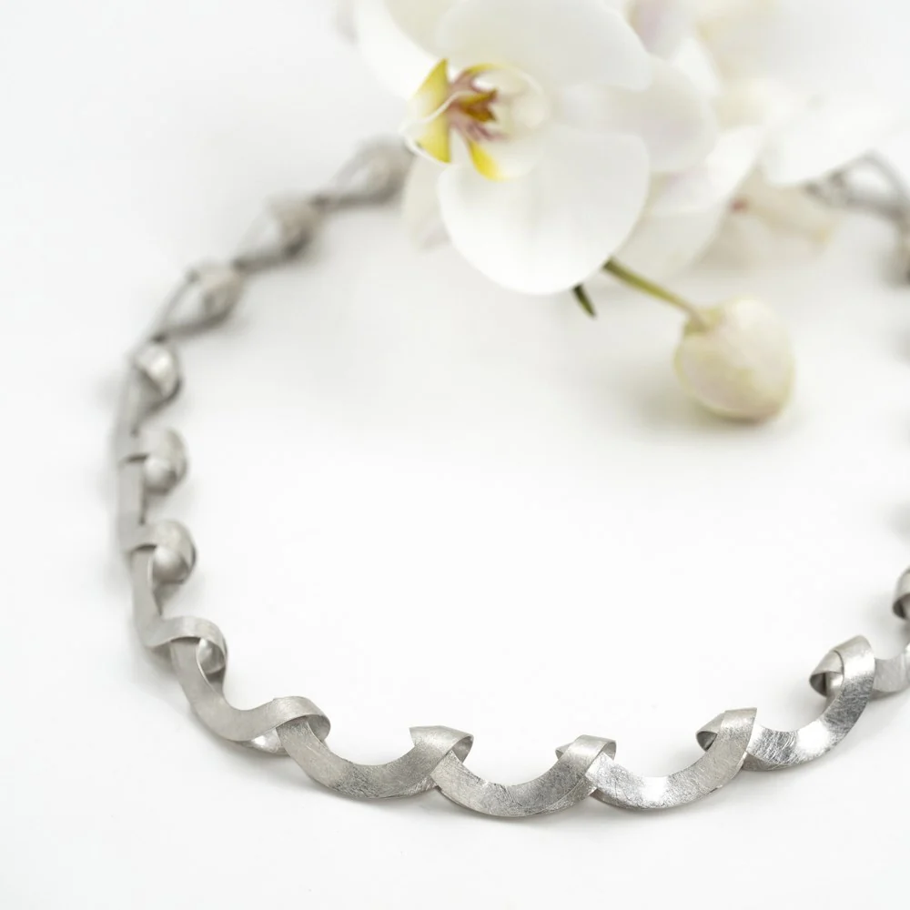 925/- collier børstet, 45cm + 3cm - Image 3