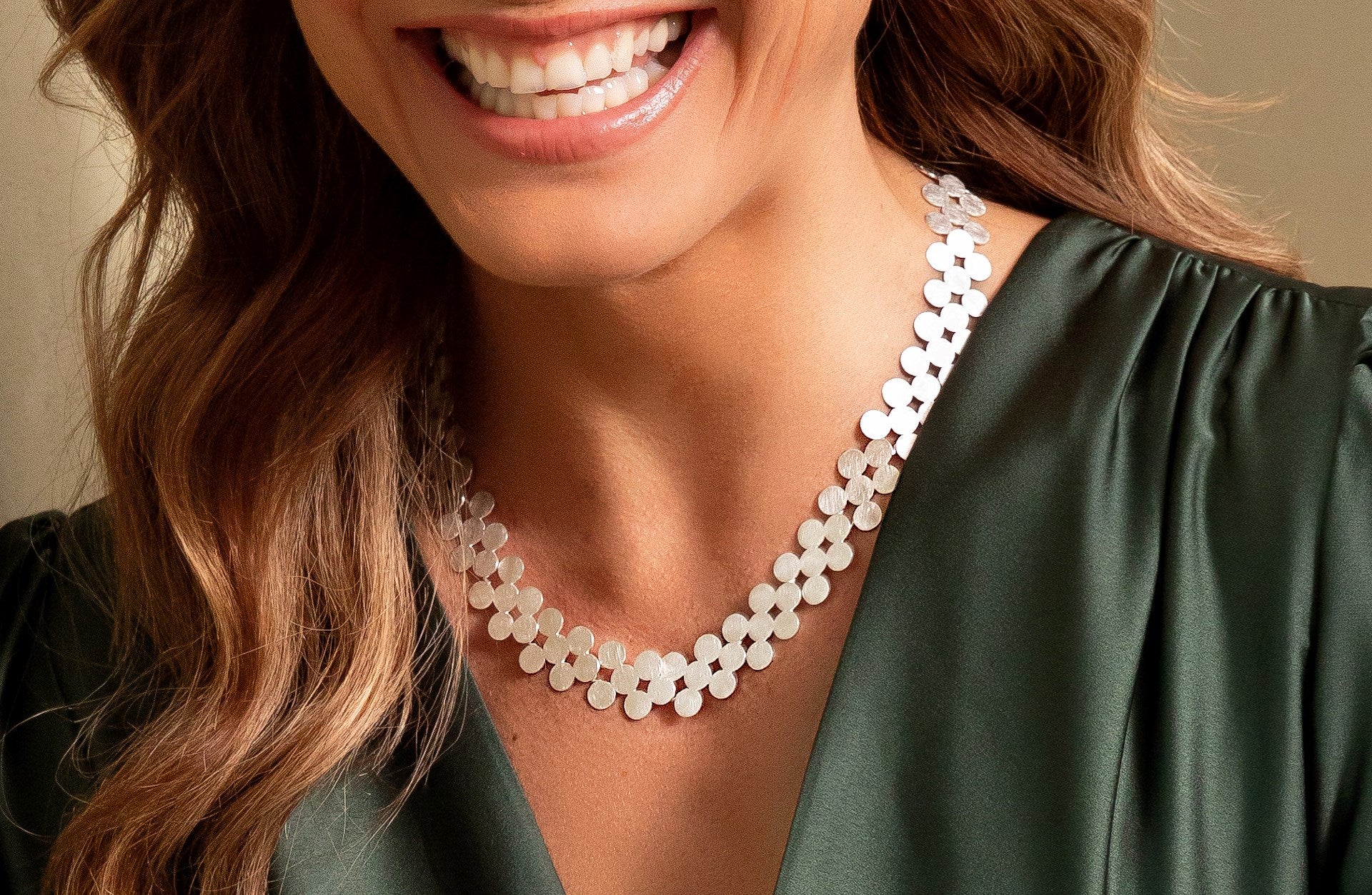 925/- collier børstet, 45cm + 5cm - Image 2