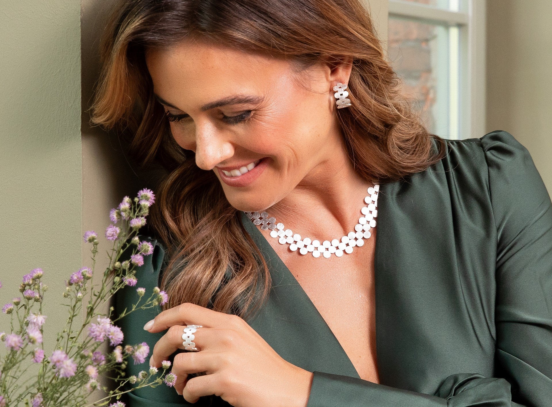 925/- collier børstet, 45cm + 5cm - Image 5