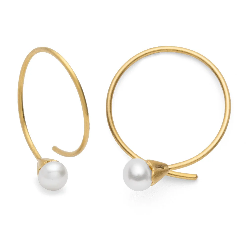 925/- Ørehænger, fg. matt., kulturperle 2,30ct