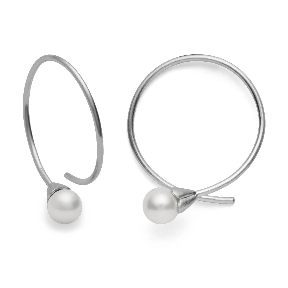 925/- ørehænger, mat rho., kulturperle 2.30ct
