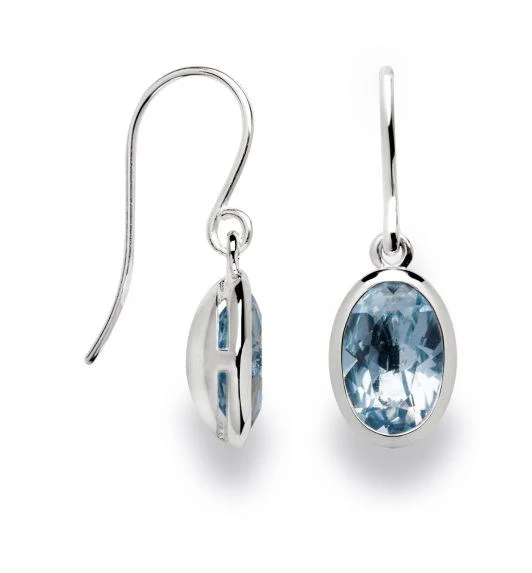 925/- ørehænger polerede, blå topas 3.02ct