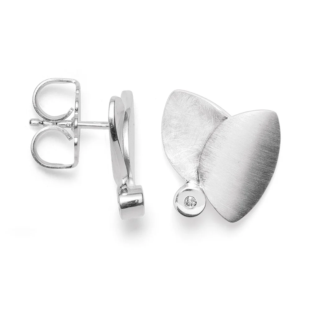 925/- ørehænger,rho. mat/børstet, dia. 0,02ct W-SI
