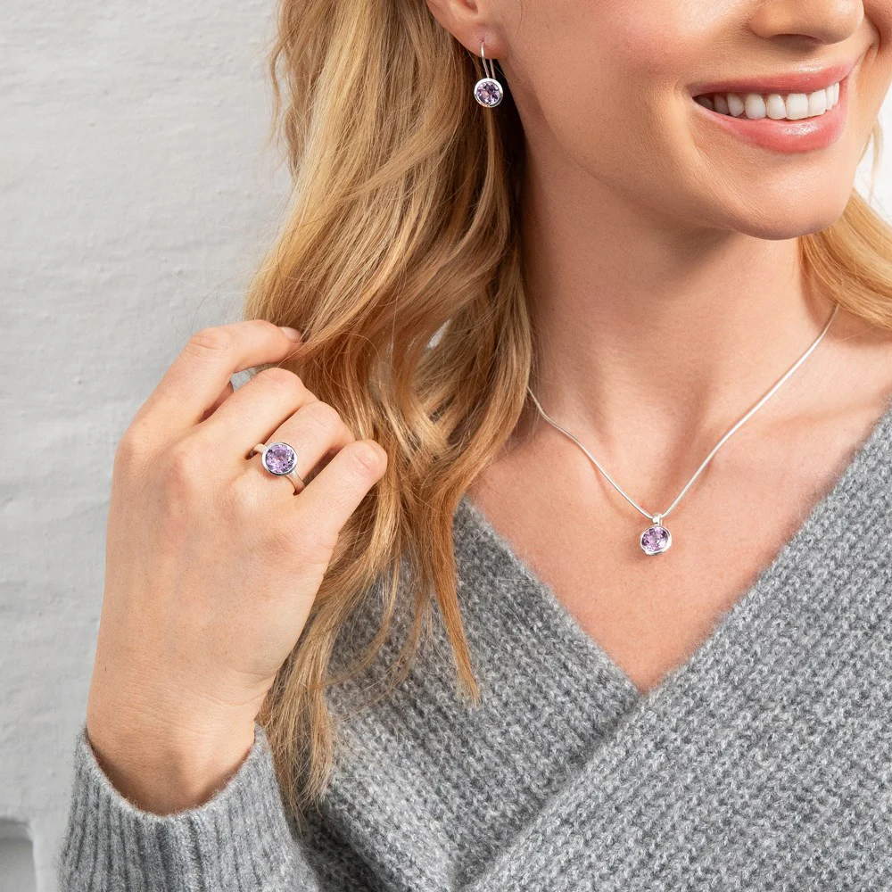 925/- øreringe, blank, amethyst 3,3ct - Image 2