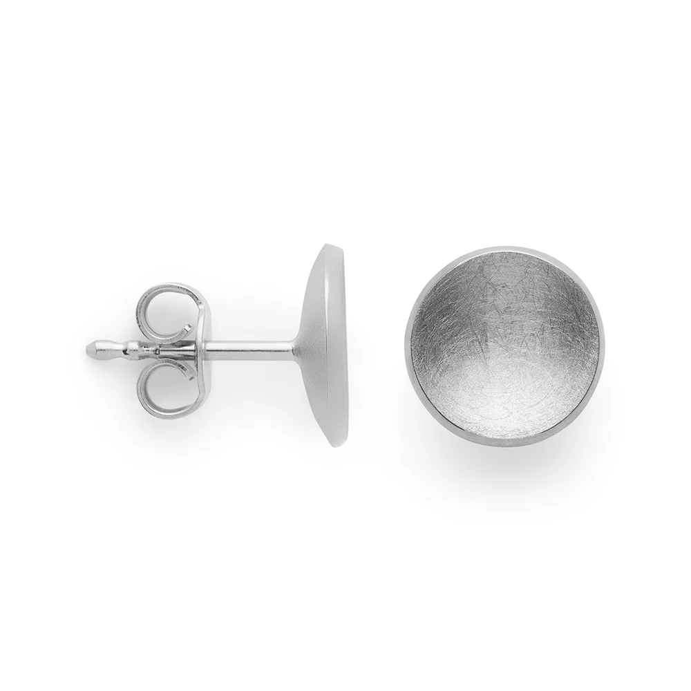 925/- øreringe, børstet/blank, 10mm