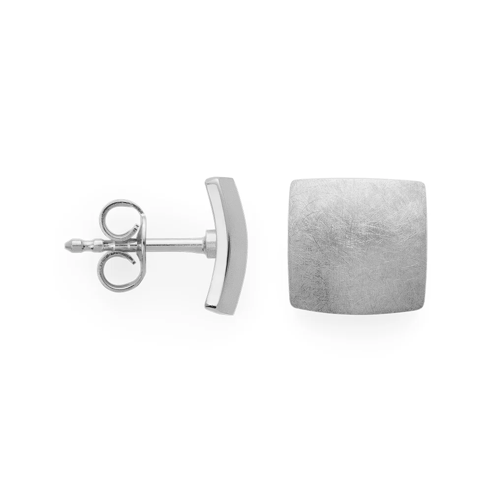 925/- øreringe, børstet/blank, 8mm