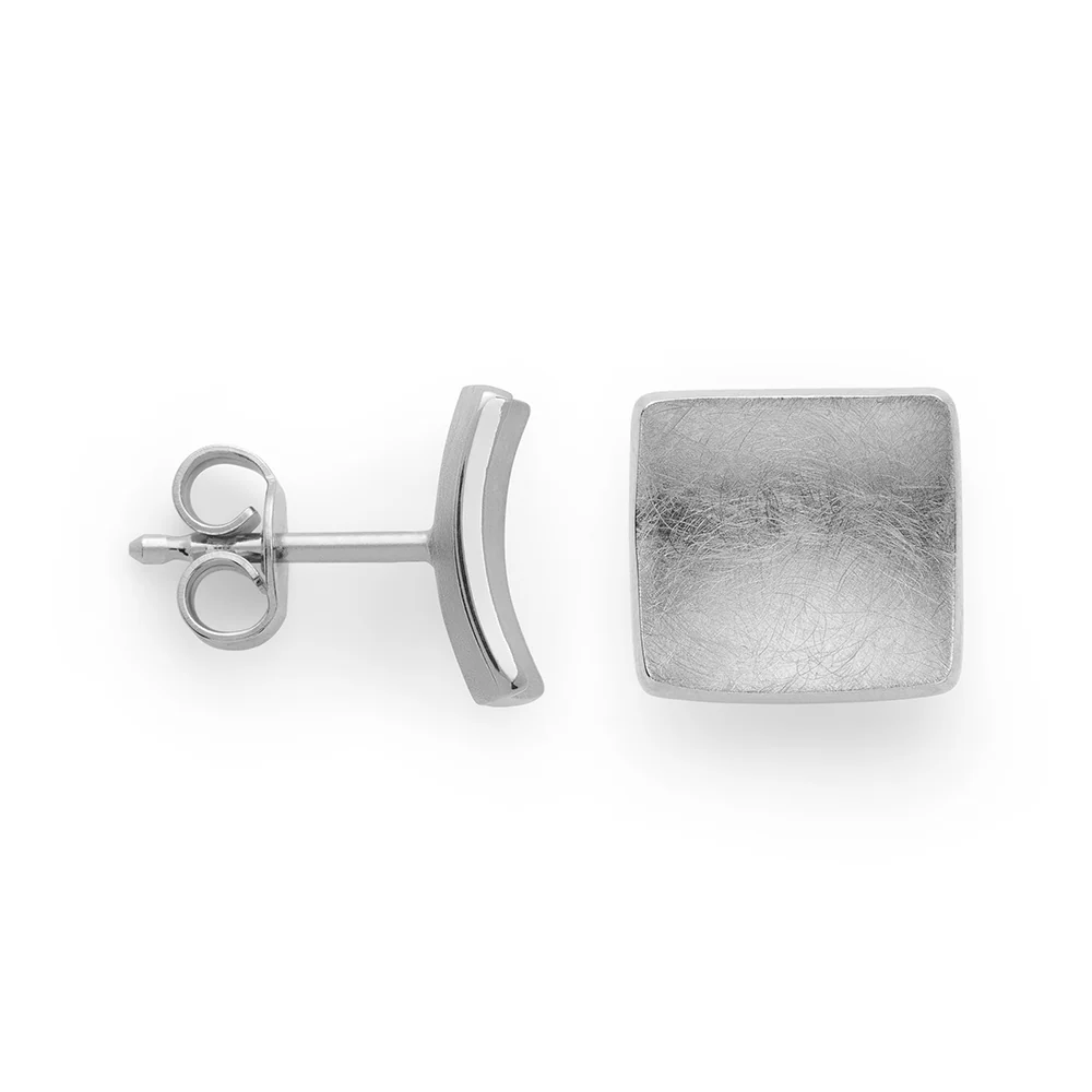 925/- øreringe, børstet/blank, 8mm